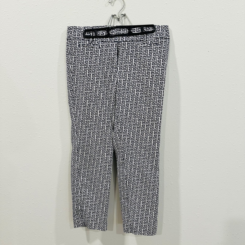 Ann Taylor LOFT -Marisa Pants Navy White Geometric Cropped Capris Women's Size 4